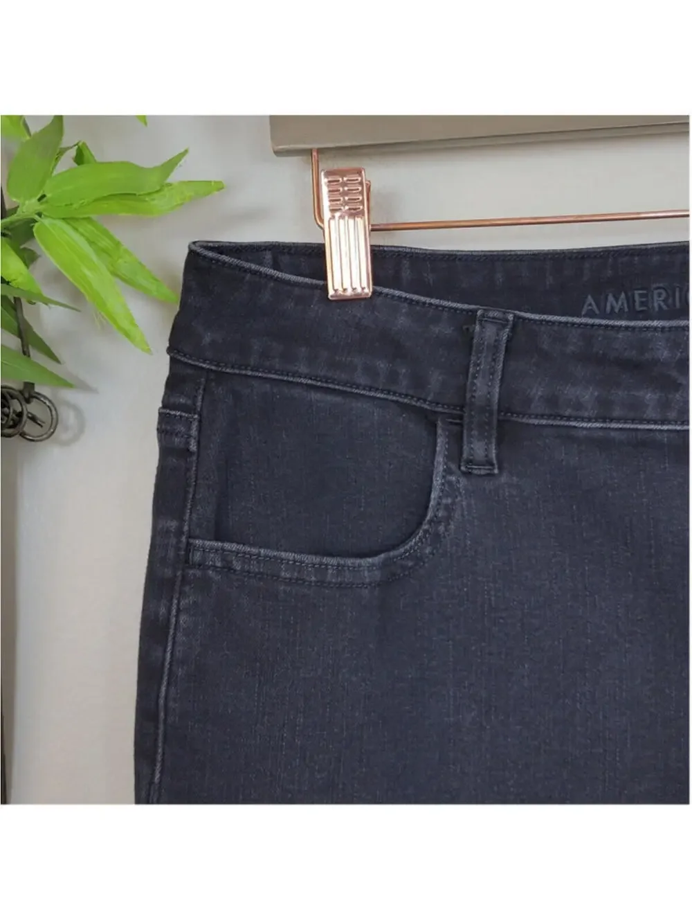 AE 16 American Eagle Skinny Dream Jeans Hi Rise Jeggings Black Super Stretch